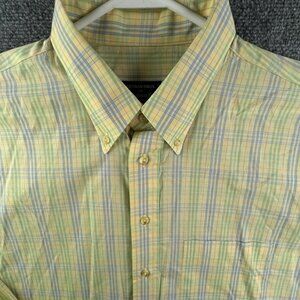 Gitman Bros Button Up Shirt XL Plaid Yellow Blue Fashion Post Louisville KY